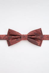 Burgundy Paisley Bow Tie Set with Pocket Square & Cufflinks